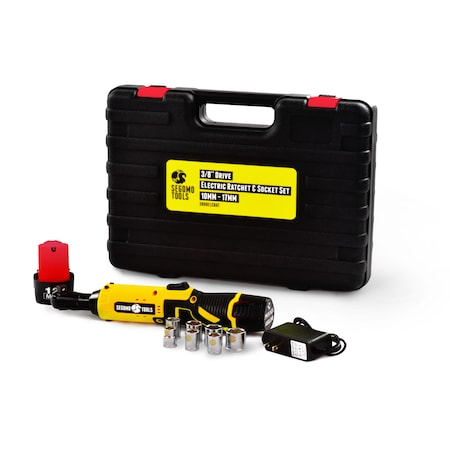 Segomo Tools 3/8" Drive 33 Ft-lbs 230 RPM 12V Cordless Electric Ratchet Wrench Set ET200320